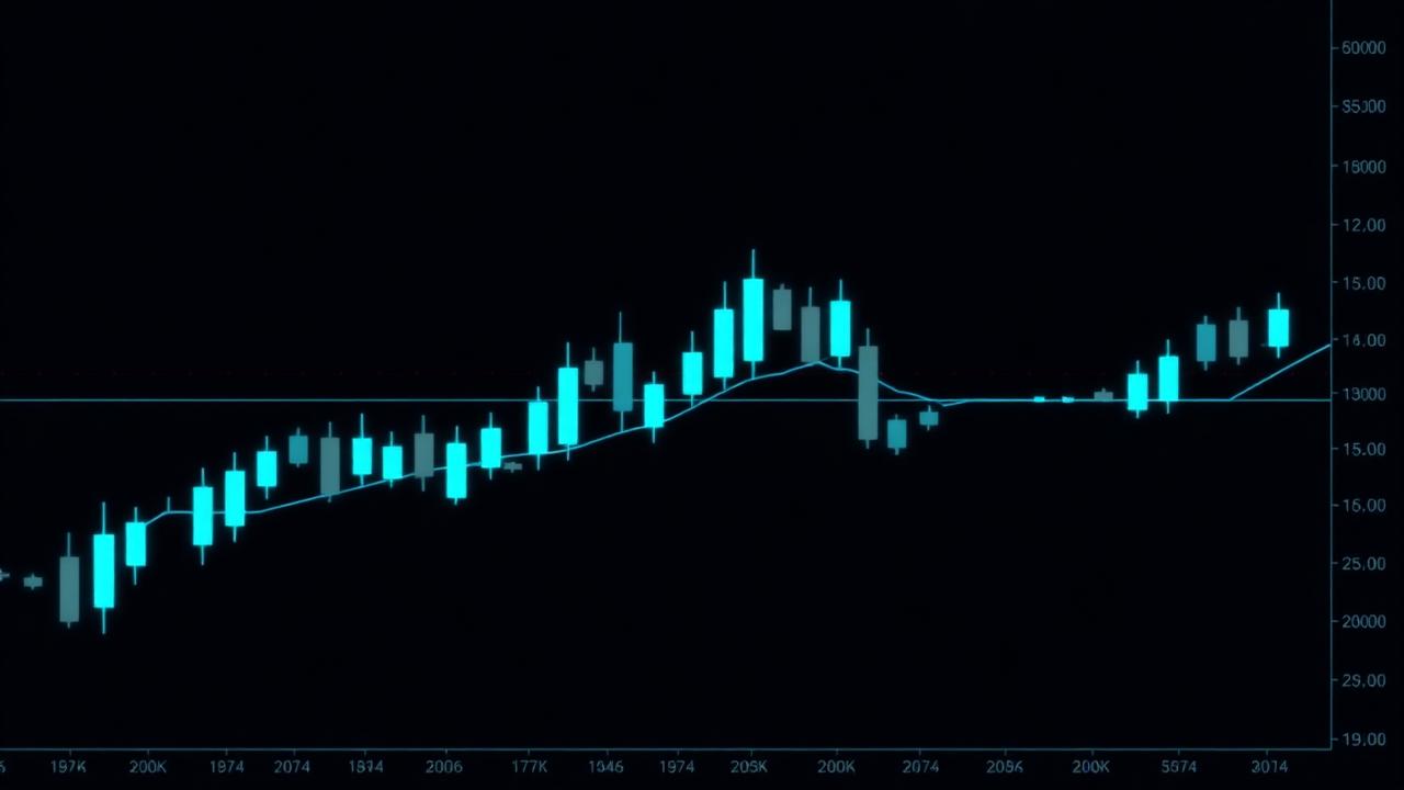 Dark trading chart with cyan candlesticks illustrating ICT price action concepts